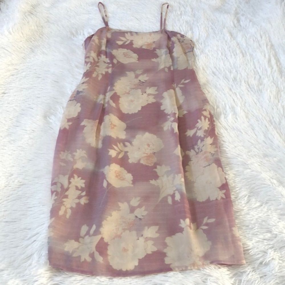 Georgio Armani Italy Floral Silk Spaghetti Stap Dress Size 40EU (~ 4/6 U…
